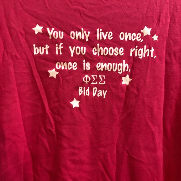 Phi Sigma Sigma pink size 2xl white “Phi Sig” bid day and quote - Picture 4 of 4
